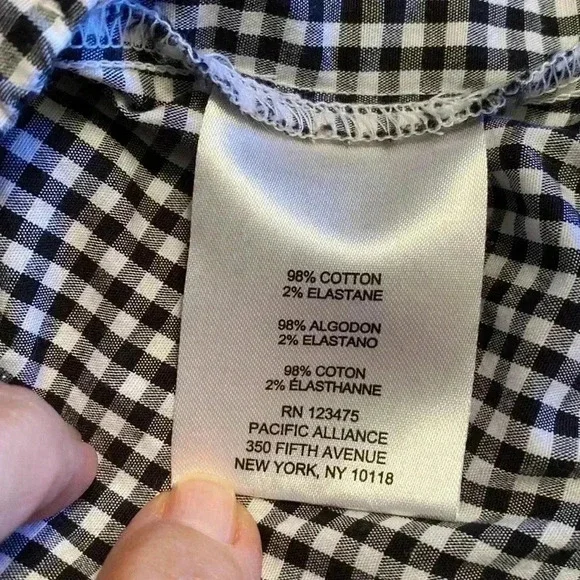 Jones New York Black & White Gingham Long Sleeve, Tie Front Large Woman’s Shirt - Picture 7 of 12